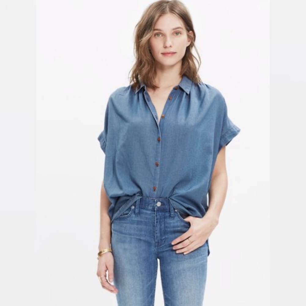 Madewell Central Shirt in Bright Indigo Size Small and XS - Picture 1 of 11